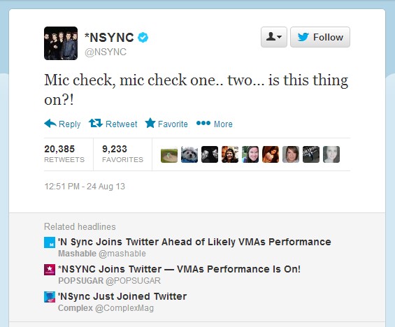 'N Sync sẽ tái hợp vào ngày mai trên "VMAs 2013" 1