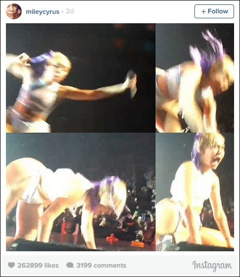 Miley suýt dập mặt trên sân khấu 2