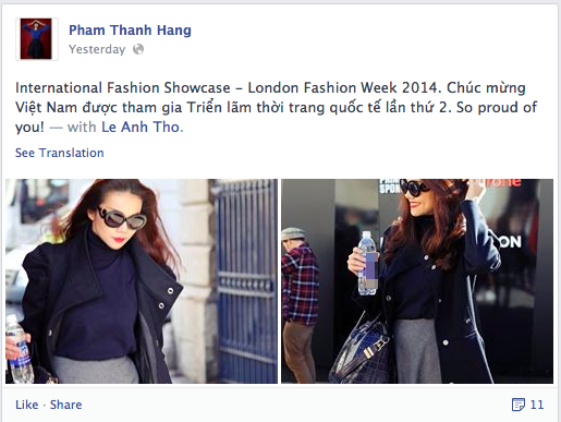 Thanh Hằng cũng có mặt tại London dự Tuần lễ thời trang 1