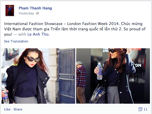 Thanh Hằng cũng c&oacute; mặt tại London dự Tuần lễ thời trang 1