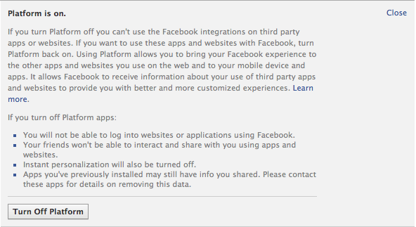 Tắt thông báo khó chịu với Facebook Platform 5