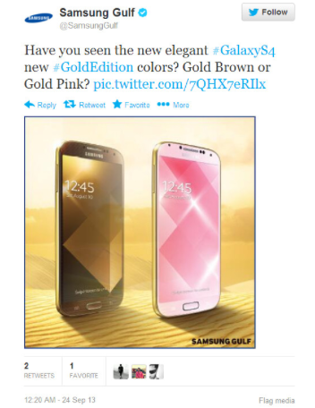 Samsung cho ra mắt Galaxy S4 vàng để cạnh tranh với iPhone 5S 4
