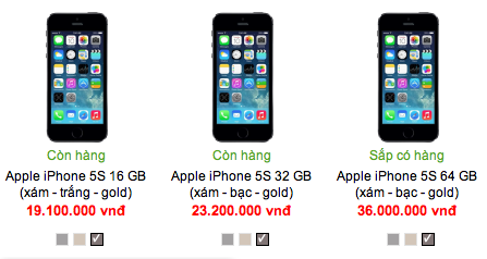 iPhone 5S và iPhone 5C hàng xách tay đồng loạt giảm giá 1