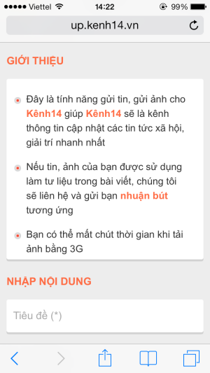 Cách sử dụng tính năng gửi tin cực độc của ứng dụng Kenh14 2