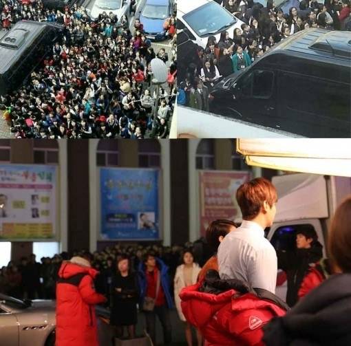 Bất chấp trời rét, hàng trăm fan náo loạn trên phố ngắm Lee Min Ho 1