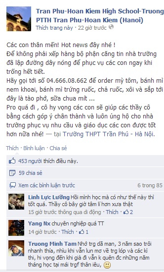 Teen Trần Phú hào hứng vì đặt đồ ăn ở căng tin bằng tin nhắn 3