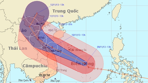 Tâm bão Haiyan di chuyển dọc lên miền Bắc 2