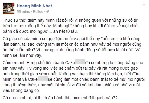 Minh Nhật lên tiếng khéo léo về chiếc bánh gây tranh cãi 3