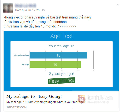 Age Test - Bài kiểm tra "tuổi tác" được yêu thích những ngày cuối năm 2