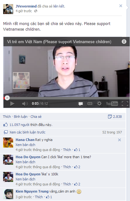 JVevermind làm Vlog kêu gọi giúp đỡ trẻ em Việt 1