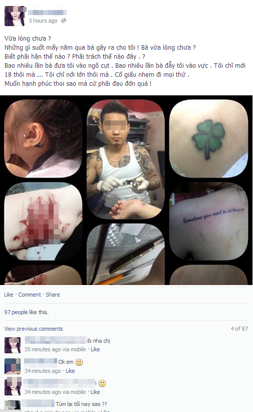 Giận dỗi mẹ, teen girl Sài Gòn tự rạch tay rồi up ảnh lên Facebook 1