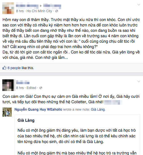 Cựu học sinh Sài Gòn chia sẻ những status xúc động về thầy giám thị già vừa qua đời 8