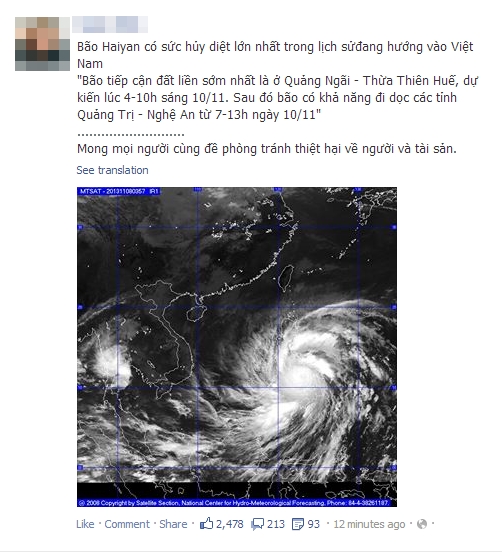 Cư dân mạng lo lắng về sức tàn phá của siêu bão Haiyan khi vào Việt Nam 3