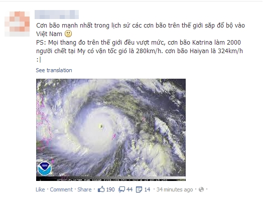 Cư dân mạng lo lắng về sức tàn phá của siêu bão Haiyan khi vào Việt Nam 4