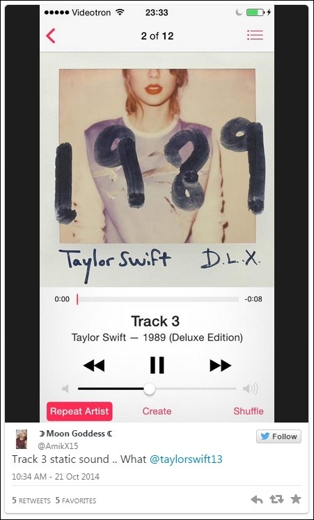 Taylor Swift thống trị BXH iTunes với... 8 giây tiếng ồn 1