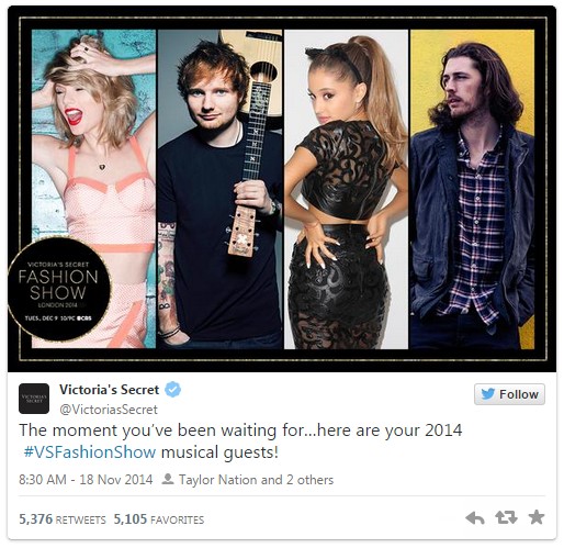Taylor Swift sẽ t&aacute;i xuất tr&ecirc;n s&agrave;n diễn "Victoria's Secret 2014&rdquo; 1