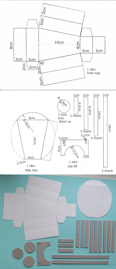 Thiết kế hộp đựng quà hình xe kéo độc đáo 1