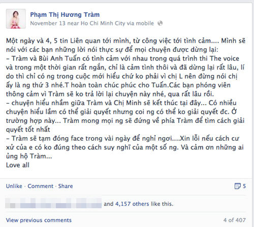 Hương Tràm "đăng đàn" tâm thư làm dậy sóng Facebook 2