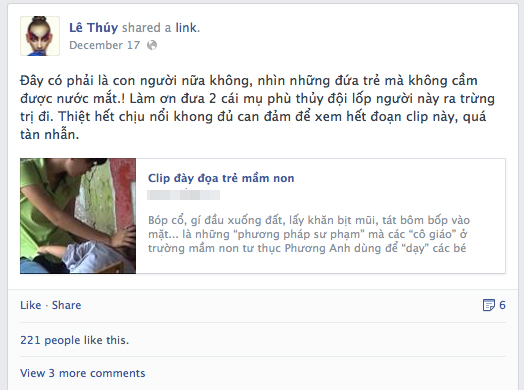 Facebook sao Việt dậy sóng bức xúc vụ bảo mẫu bạo hành trẻ 11