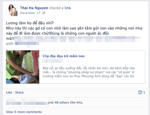 Facebook sao Việt dậy sóng bức xúc vụ bảo mẫu bạo hành trẻ 12