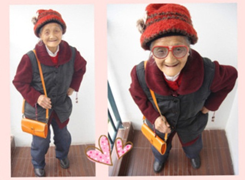 Trung Quốc: Cụ bà trăm tuổi "pose" hình cực xì tin  1