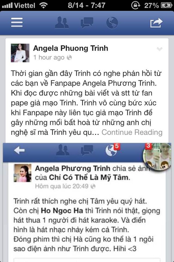 Angela Phương Trinh phủ nhận tin chê Hà Hồ hát kém 4