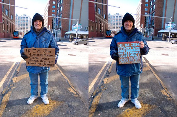 Nghệ sĩ "cải thiện" bảng xin tiền cho người vô gia cư 13