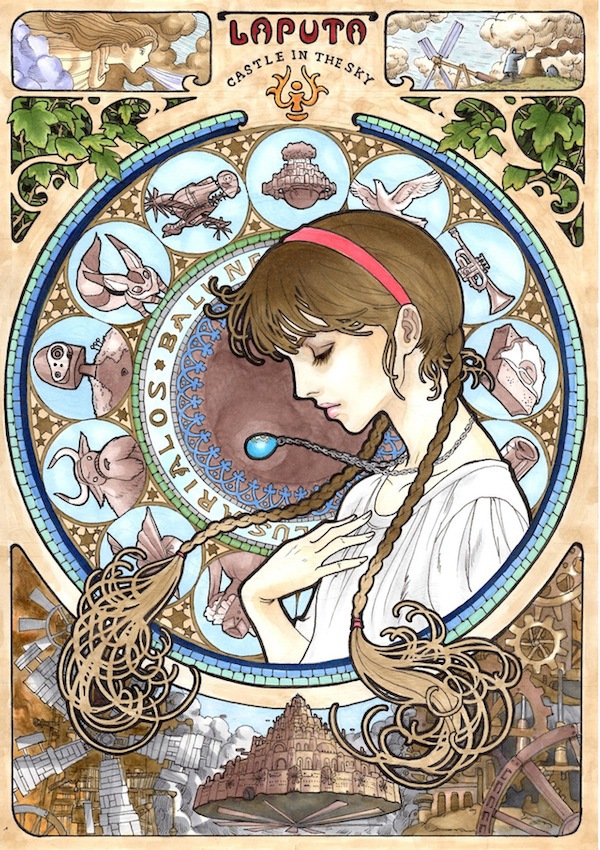 Phim Ghibli được minh họa tuyệt đẹp theo trường ph&aacute;i Art Nouveau  2