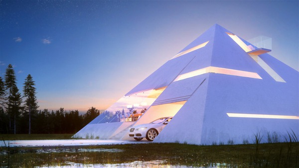 Thiết kế nhà hoành tráng, hiện đại theo hình kim tự tháp 3