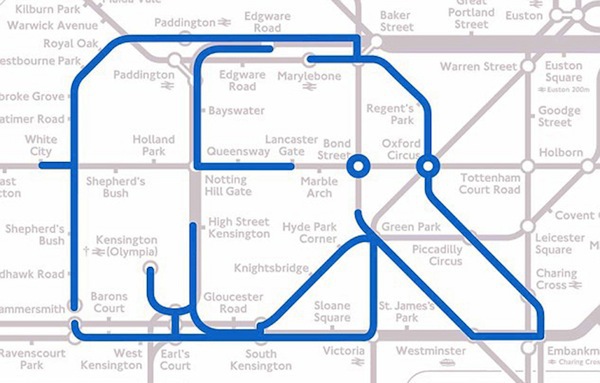 Những động vật ngộ nghĩnh "trốn" trong bản đồ tàu điện ngầm London 1