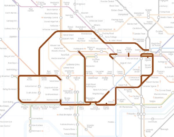 Những động vật ngộ nghĩnh "trốn" trong bản đồ t&agrave;u điện ngầm London 8