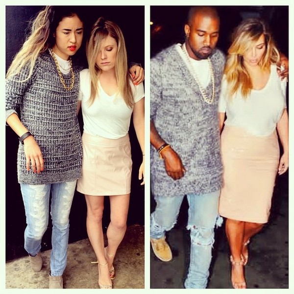 Hai cô nàng "gây sốt" khi chuyên copy style vợ chồng Kim & Kanye West 7