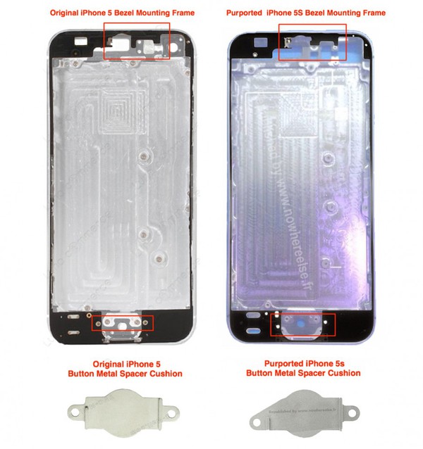 Lộ diện khung của iPhone 5S, so sánh với iPhone 5 2