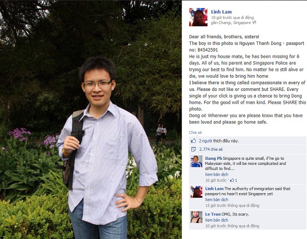 Cộng đồng mạng tìm kiếm sinh viên Việt Nam mất tích 2