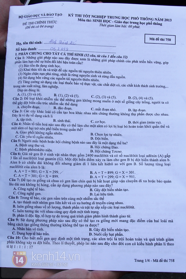 Đề Sinh vừa sức, nhiều thí sinh thở phào nhẹ nhõm 1
