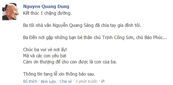 Nhà văn Nguyễn Quang Sáng vừa qua đời 1