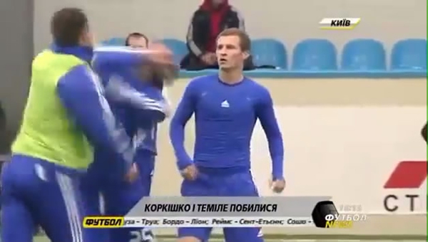 2 cầu thủ Dynamo Kiev tẩn nhau giữa sân tập 2