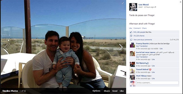 Messi khoe ảnh con trai cười rạng rỡ tr&ecirc;n Facebook 1