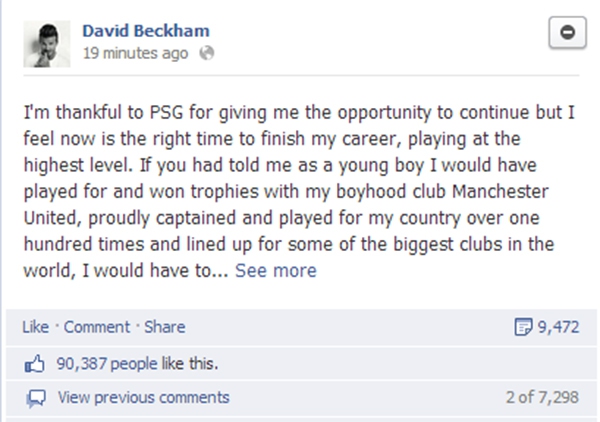 Beckham chính thức nói lời từ giã bóng đá 5