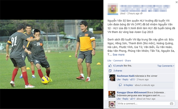 Fan bóng đá Việt Nam và Indonesia chửi nhau thậm tệ trên facebook 2