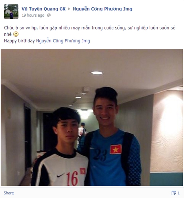 Đồng đội U19 Việt Nam đồng loạt chúc mừng sinh nhật Công Phượng 3