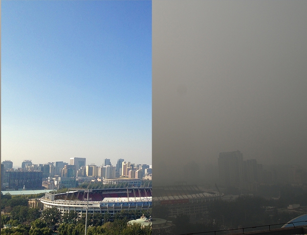 Những hình ảnh đối lập cho thấy tình trạng ô nhiễm không khí nghiêm trọng tại Trung Quốc 2