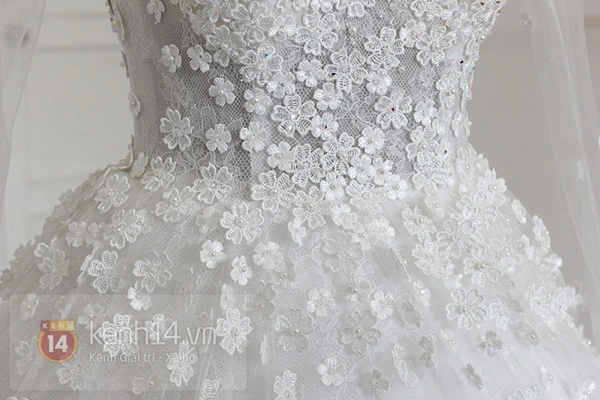 Tiết lộ những h&igrave;nh ảnh đầu ti&ecirc;n về chiếc v&aacute;y cưới ki&ecirc;u sa của T&acirc;m T&iacute;t 4