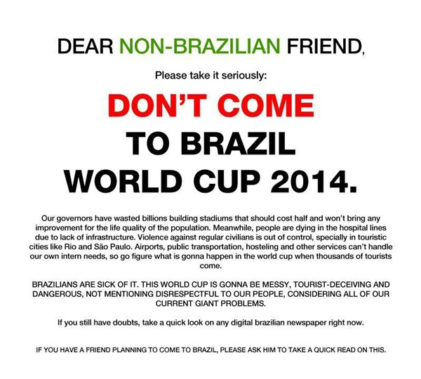 Fan bóng đá được khuyến cáo không tới Brazil xem World Cup 7