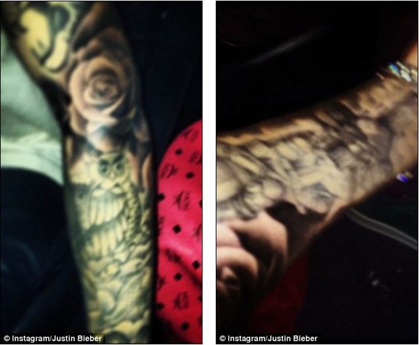 Justin Bieber xăm hình hoa hồng lên cánh tay 2
