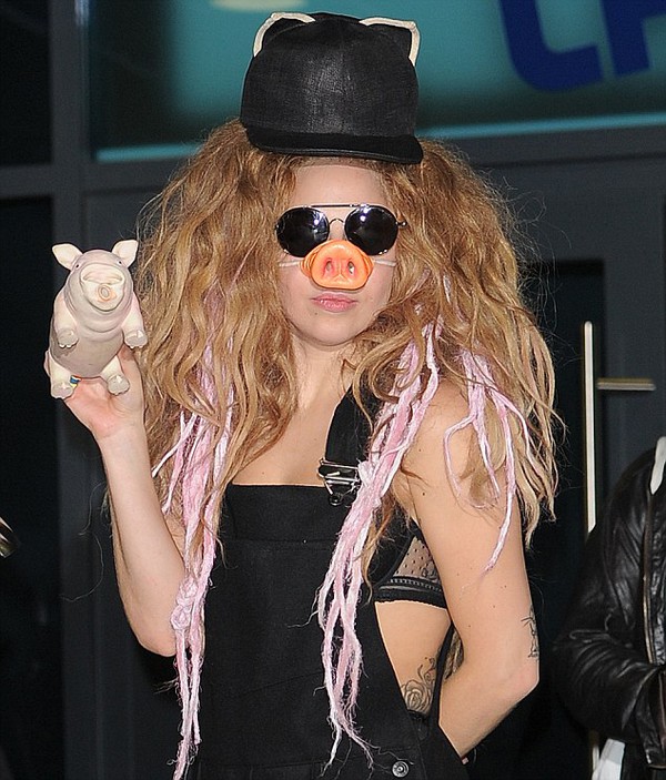 Lady Gaga đeo mũi lợn hôn môi fan nam đắm đuối 1