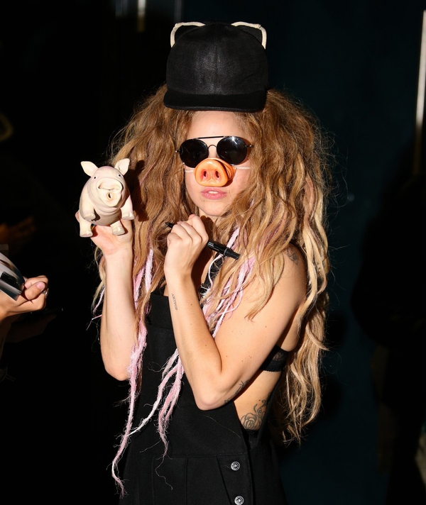 Lady Gaga đeo mũi lợn hôn môi fan nam đắm đuối 3