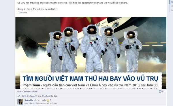 “Sốc” trước thông tin "tìm phi hành gia" tại Việt Nam 2 “Sốc” trước thông tin "tìm phi hành gia" tại Việt Nam 2