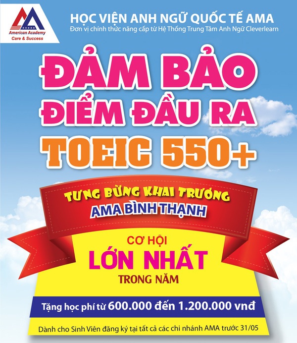 Học bổng TOEIC lớn nhất trong năm d&agrave;nh cho sinh vi&ecirc;n 1