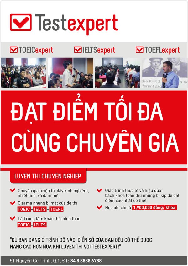Testexpert - Trung t&acirc;m luyện thi TOEIC, IELTS, TOEFL chuy&ecirc;n nghiệp đ&atilde; đến Việt Nam 1